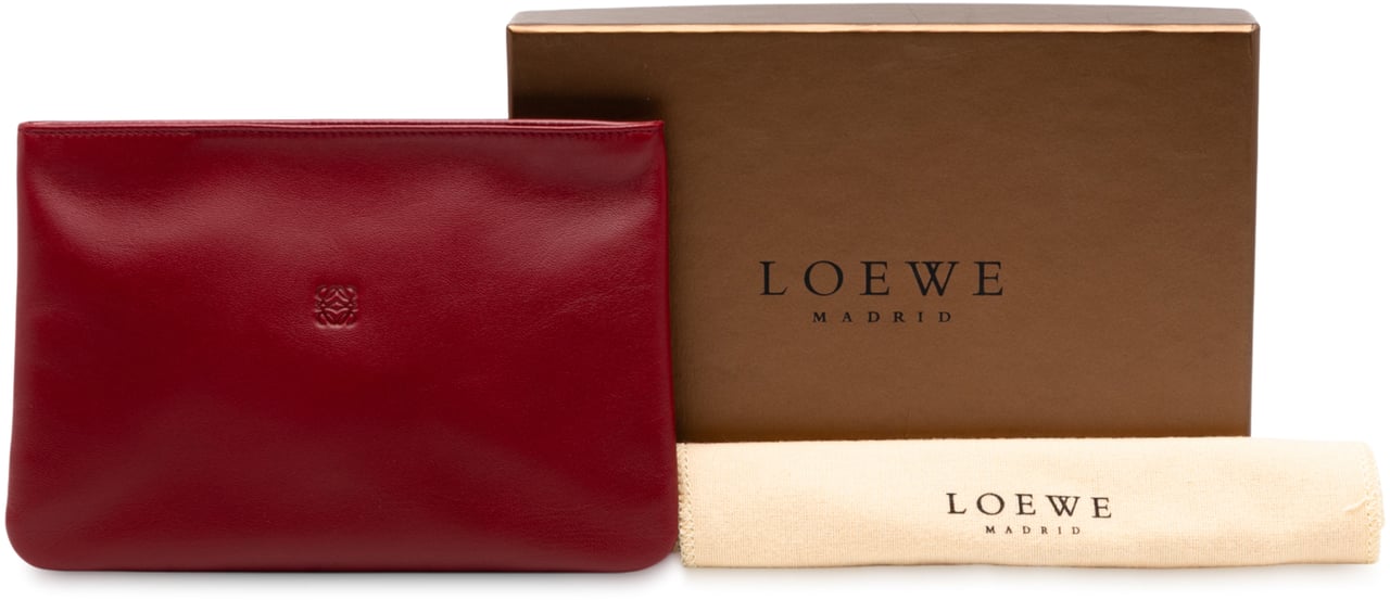 Loewe Leather Anagram Pouch Rood