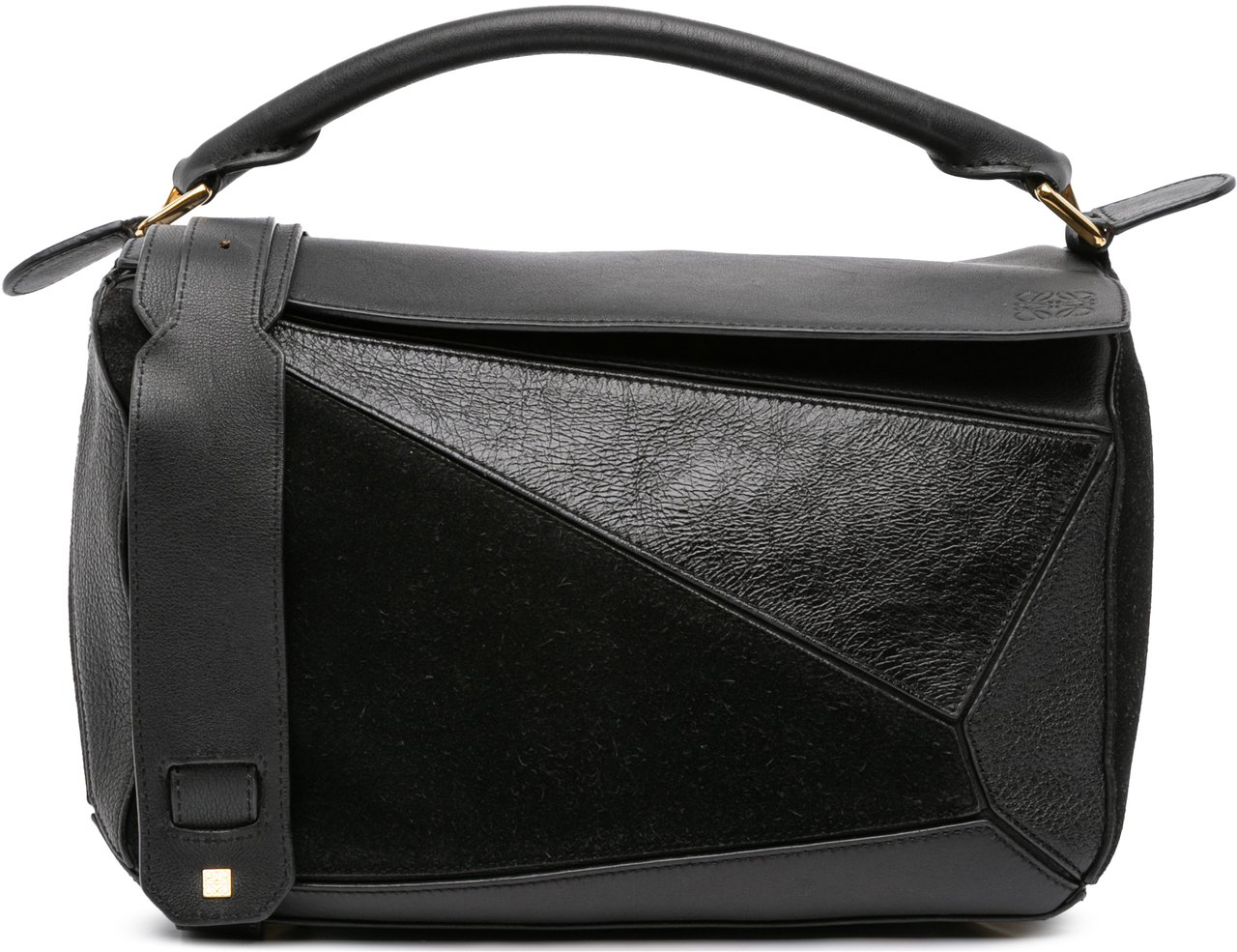Loewe Medium Calfskin and Suede Puzzle Satchel Zwart