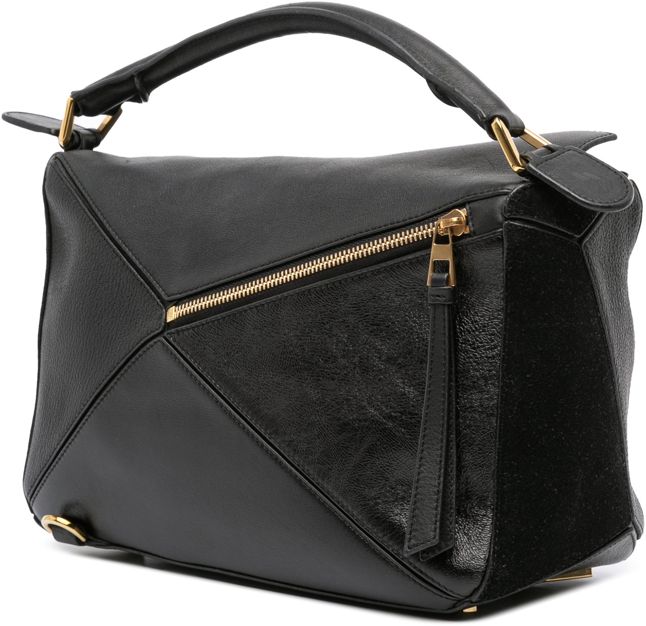 Loewe Medium Calfskin and Suede Puzzle Satchel Zwart