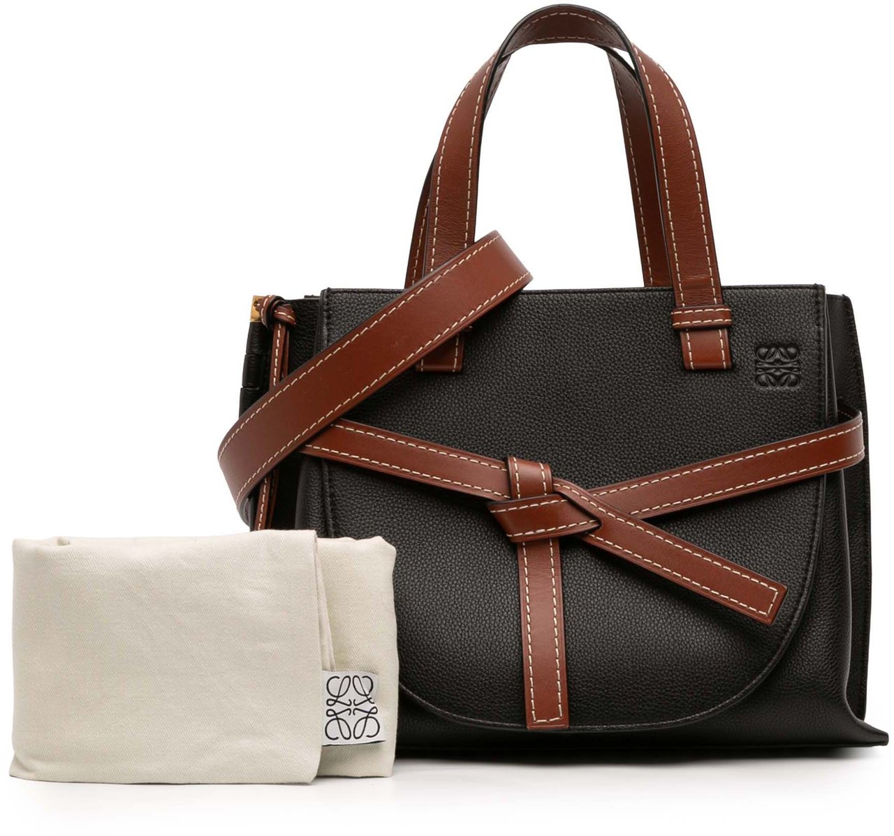 Loewe Small Leather Gate Top Handle Satchel Zwart