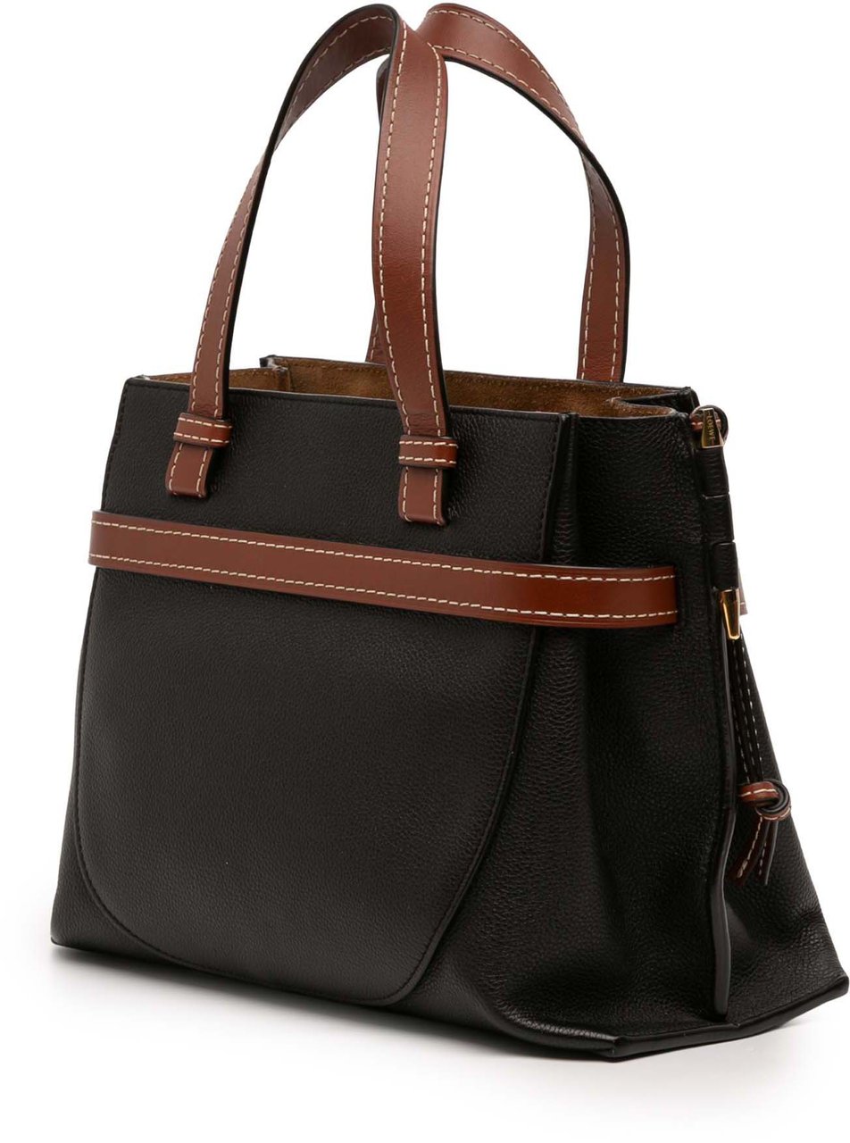 Loewe Small Leather Gate Top Handle Satchel Zwart