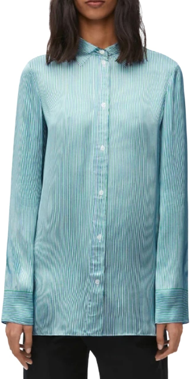 Loewe Loewe Silk Blend Striped Shirt Blauw