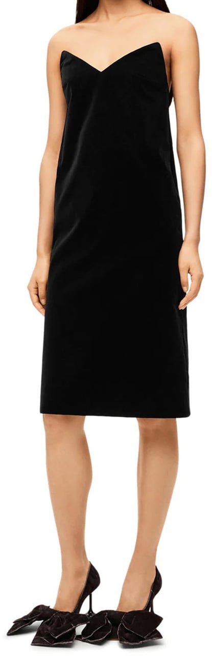 Loewe Bustier Velvet Dress Zwart
