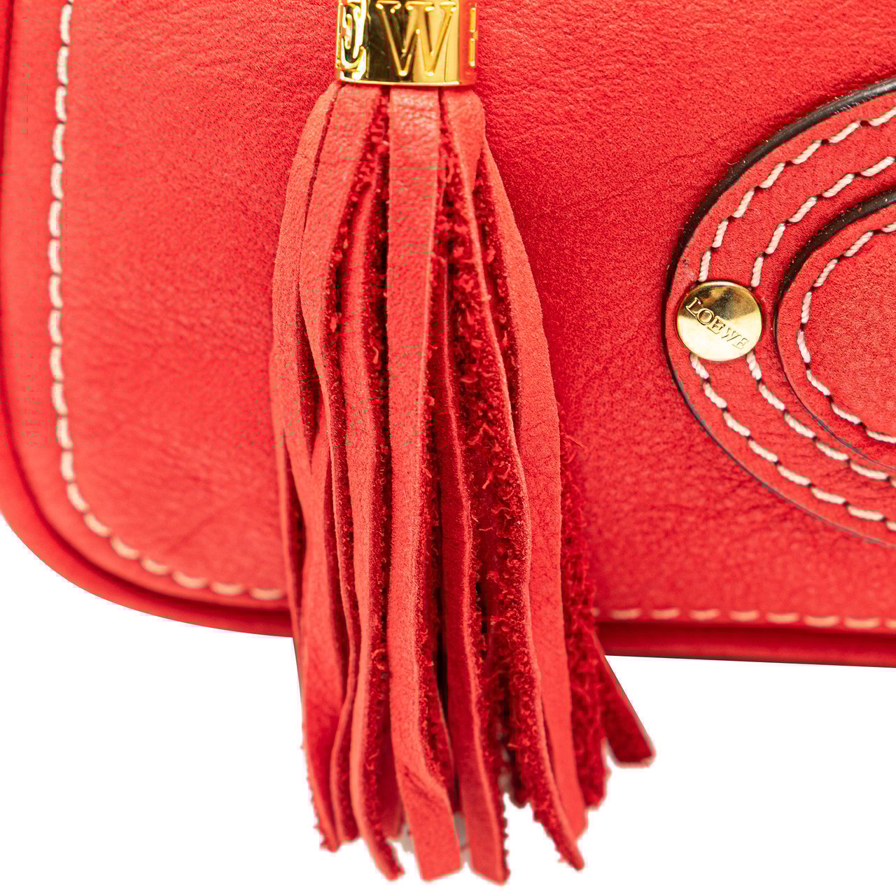 Loewe Leather Anagram Tassel Handbag Rood