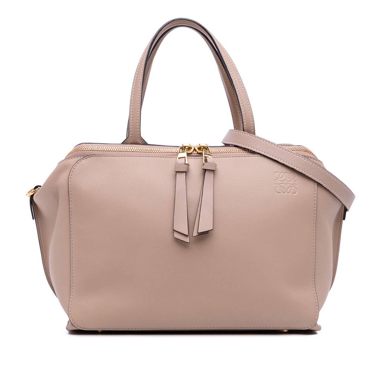 Loewe Anagram Leather Zipper Bag Bruin