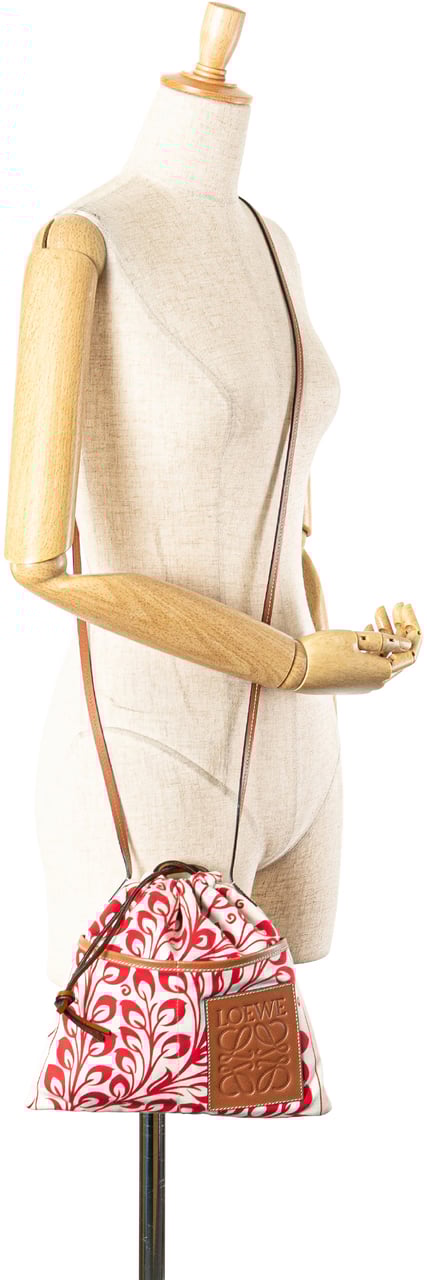 Loewe William de Morgan Small Anagram Canvas Drawstring Crossbody Wit