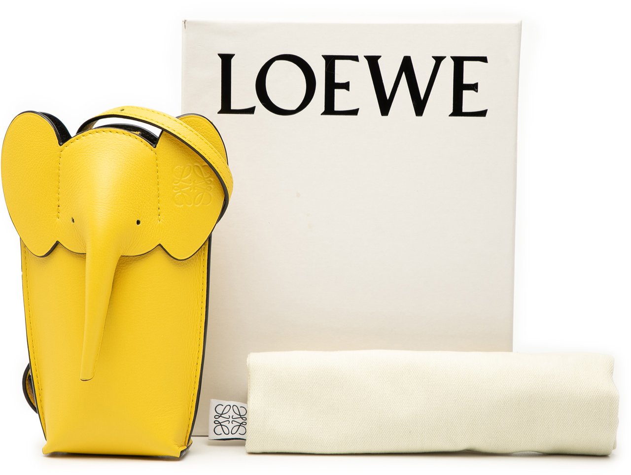 Loewe Leather Elephant Pocket Crossbody Geel