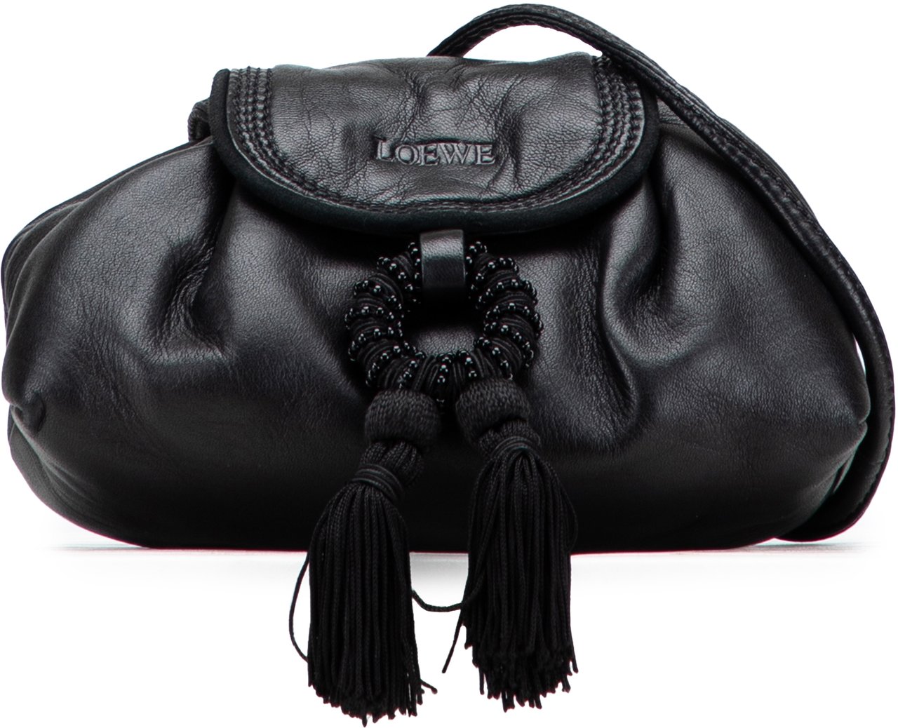 Loewe Nappa Leather Tassel Crossbody Zwart