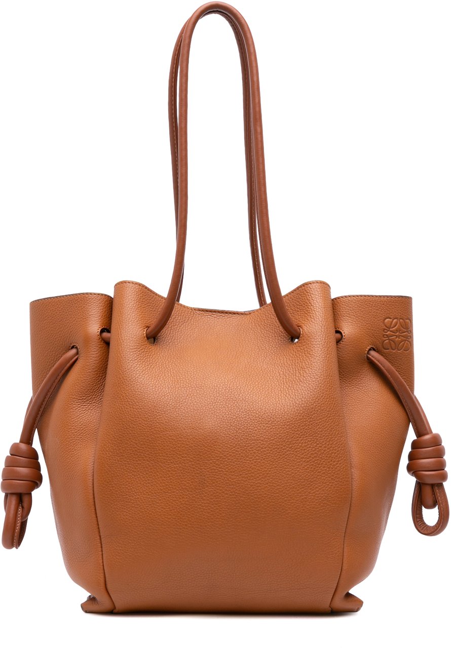 Loewe Small Leather Flamenco Knot Tote Bruin
