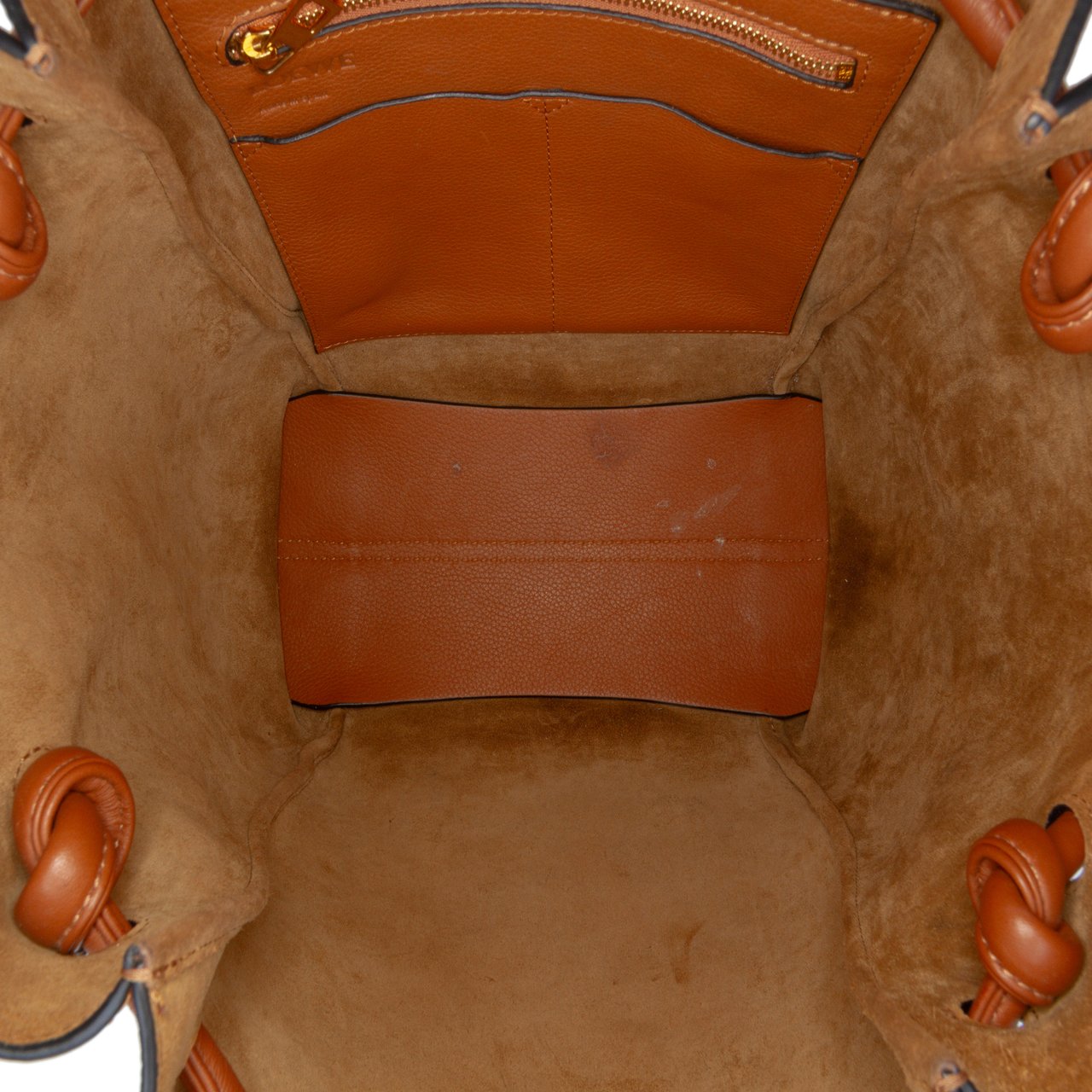 Loewe Small Leather Flamenco Knot Tote Bruin
