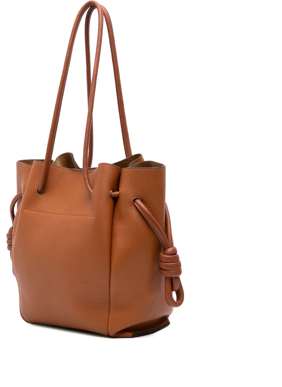 Loewe Small Leather Flamenco Knot Tote Bruin