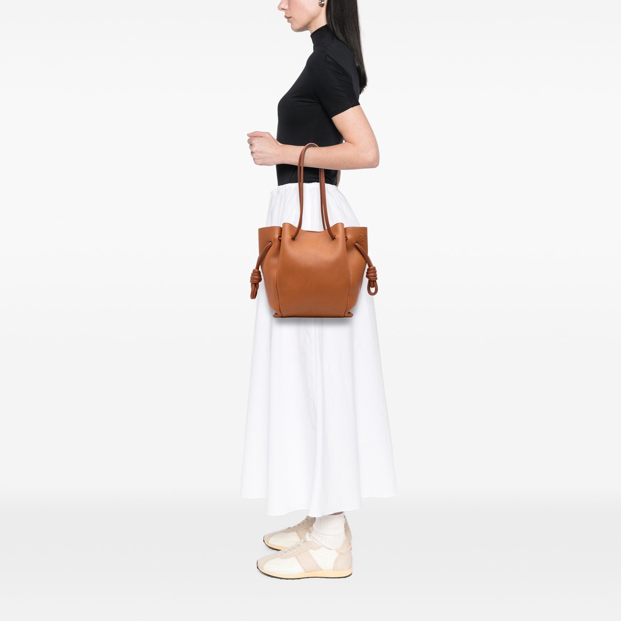 Loewe Small Leather Flamenco Knot Tote Bruin