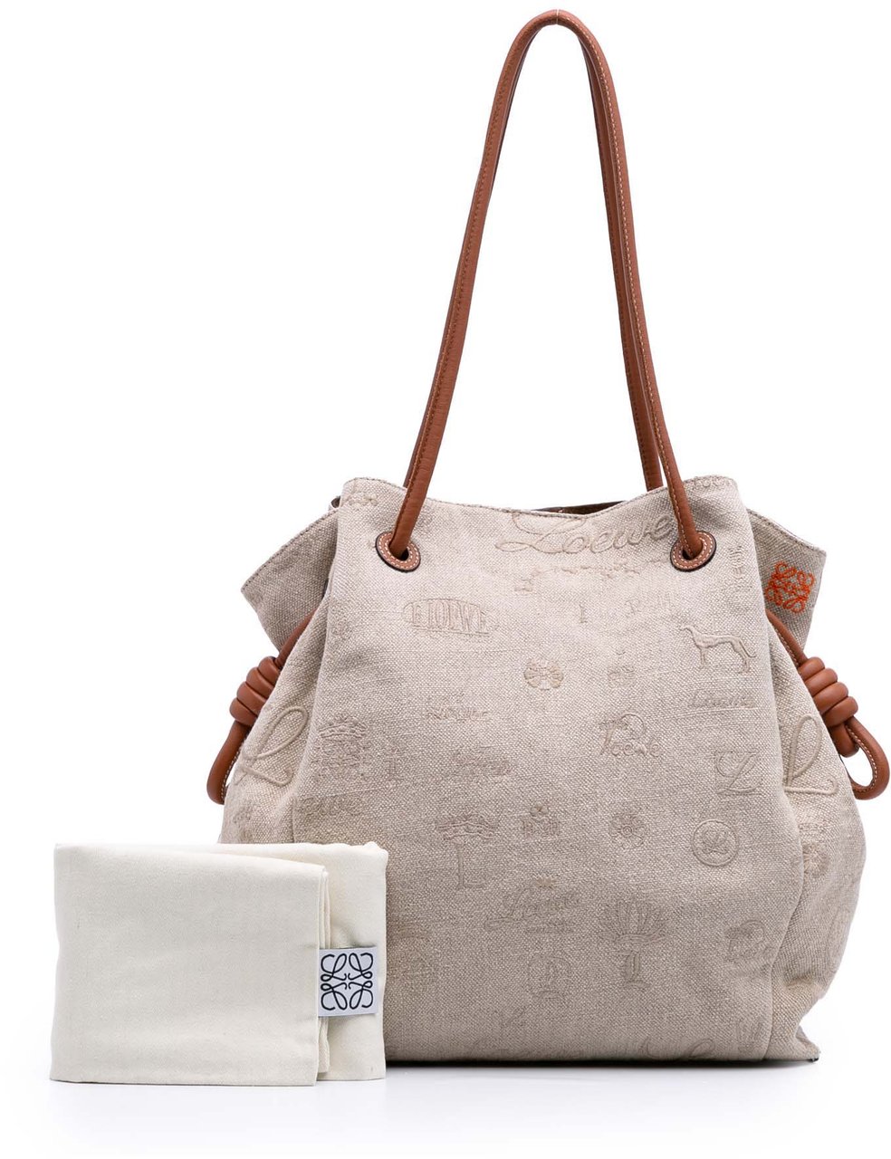 Loewe Medium Canvas Flamenco Knot Tote Bruin