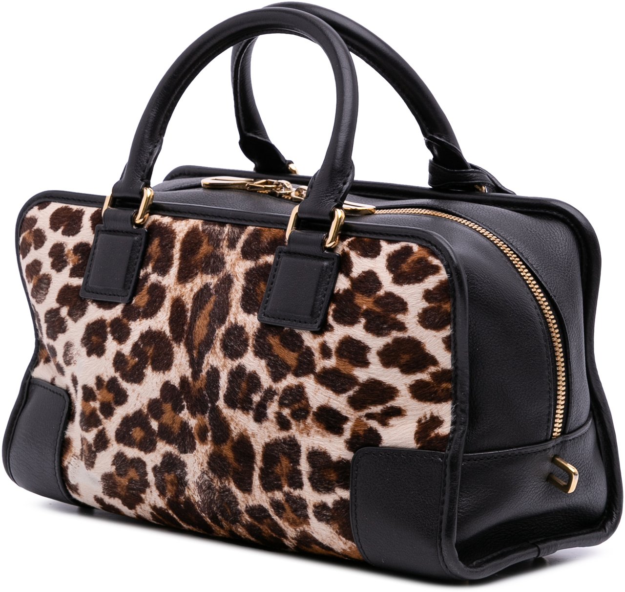 Loewe Pony Hair Leopard Print Amazona 28 Bruin