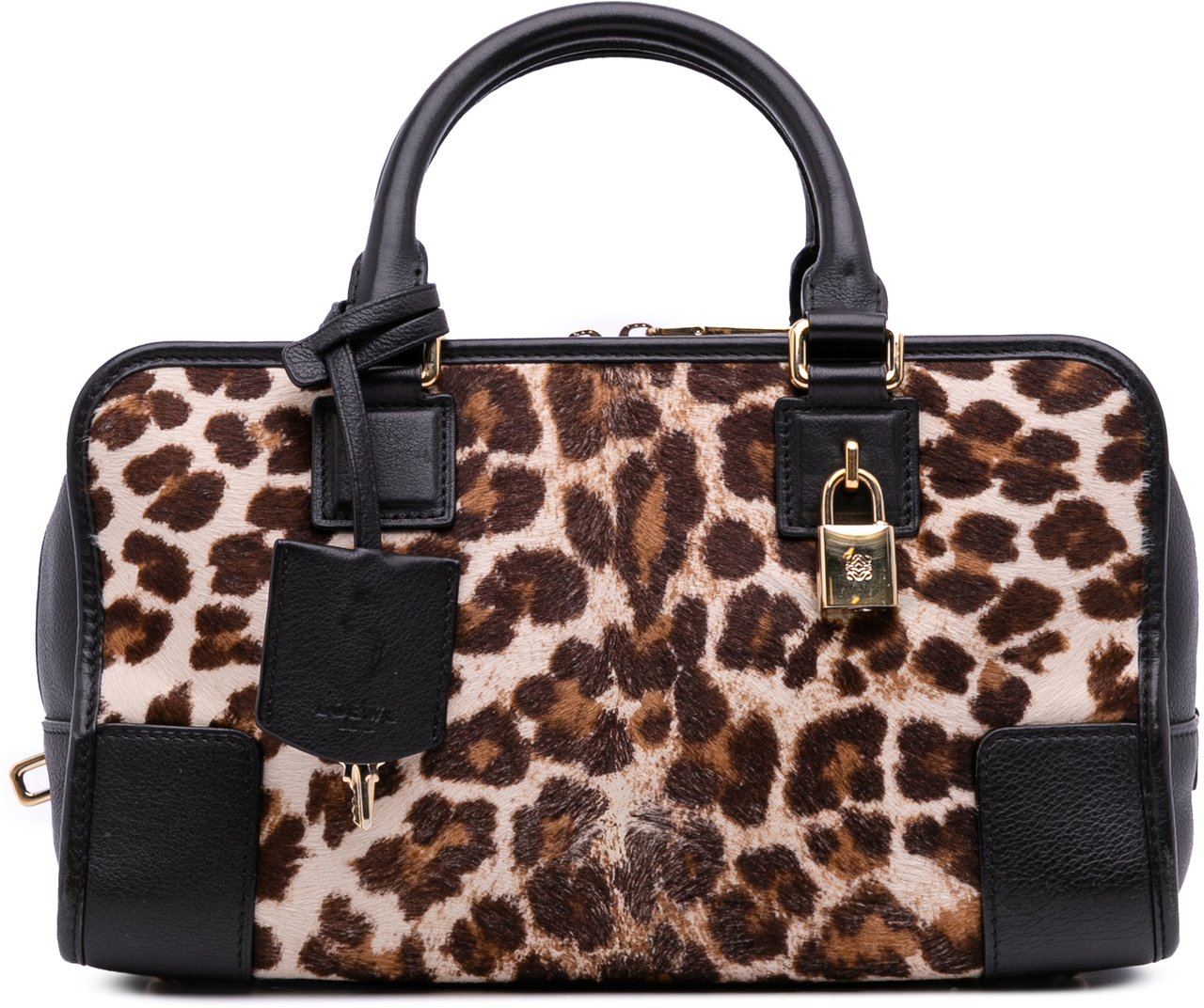 Loewe Pony Hair Leopard Print Amazona 28 Bruin