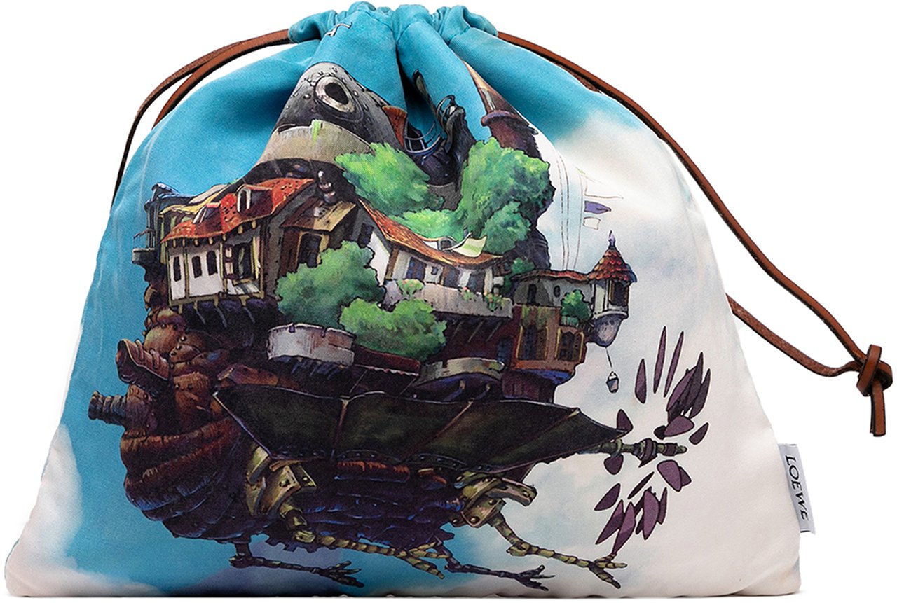 Loewe Studio Ghibli Howls Moving Castle Canvas Drawsting Pouch Blauw
