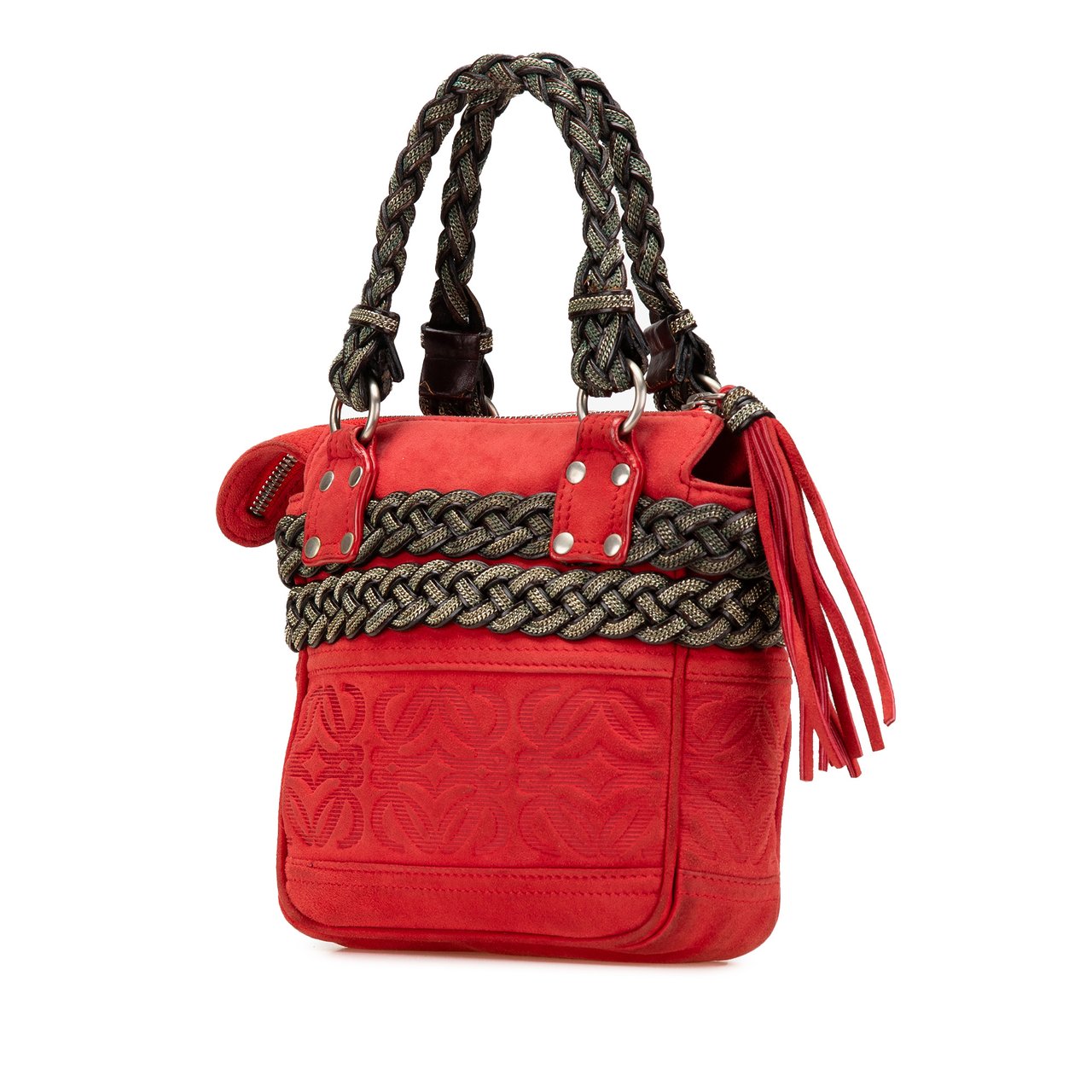 Loewe Mini Anagram Suede Handbag Rood