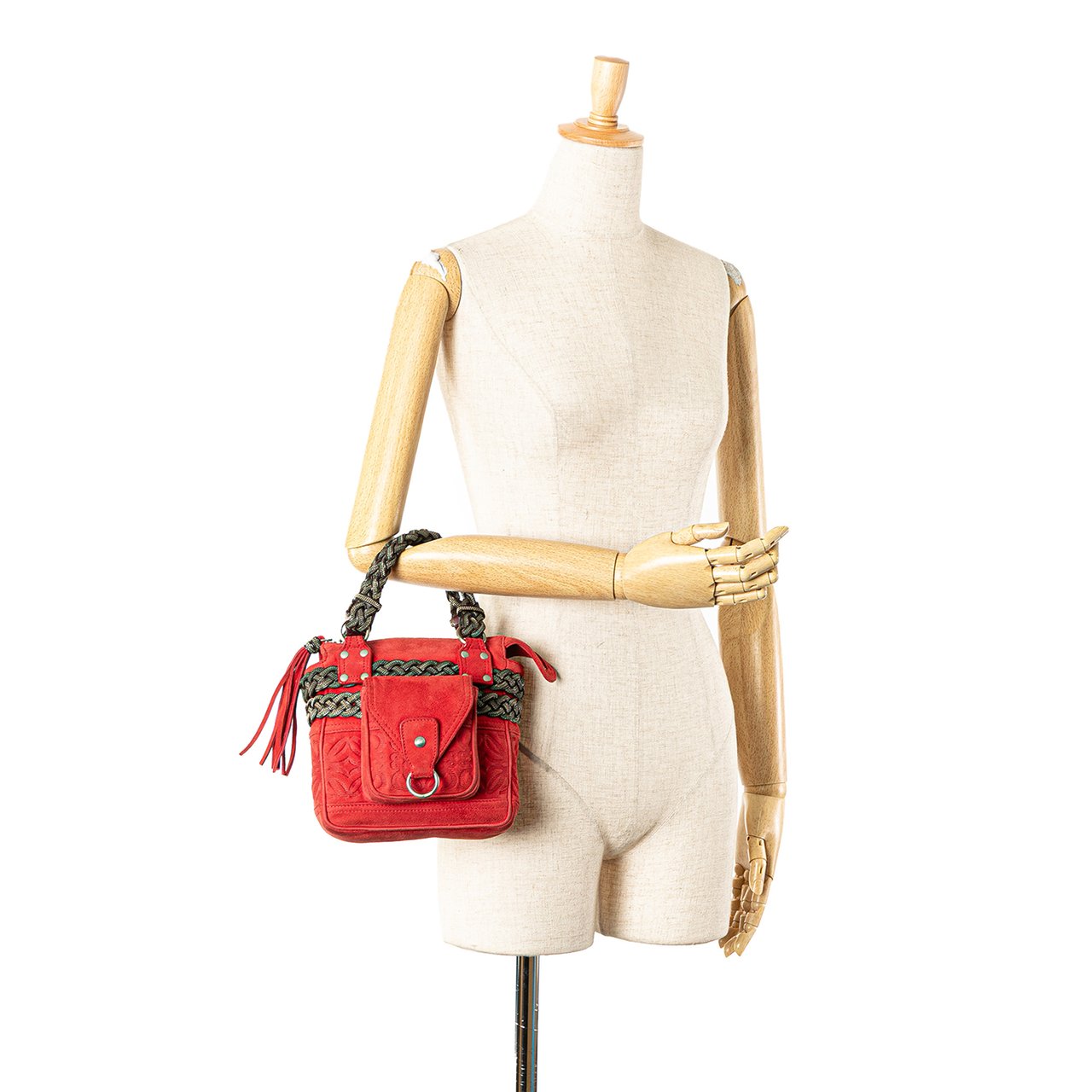 Loewe Mini Anagram Suede Handbag Rood