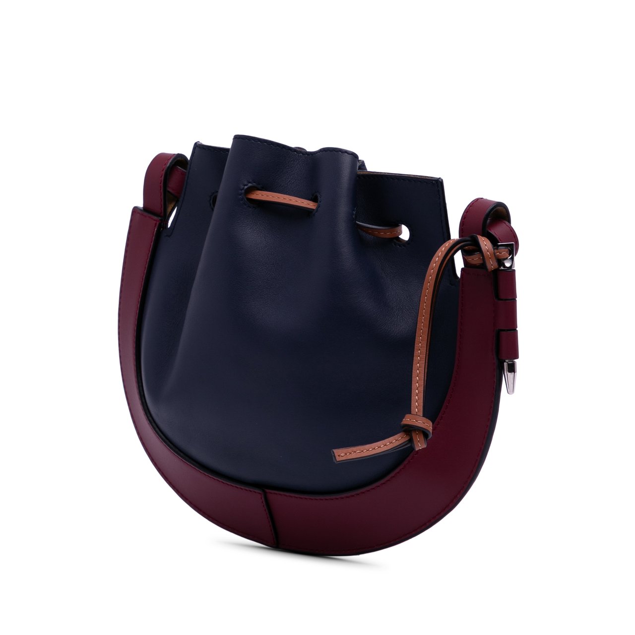 Loewe Small Leather Colorblock Horseshoe Crossbody Blauw
