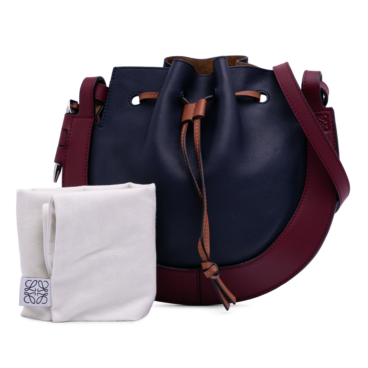 Loewe Small Leather Colorblock Horseshoe Crossbody Blauw