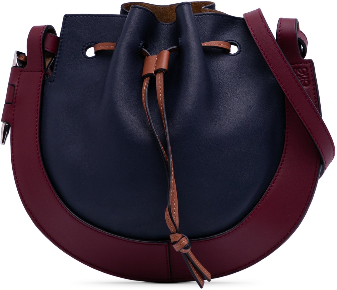 Loewe Small Leather Colorblock Horseshoe Crossbody Blauw