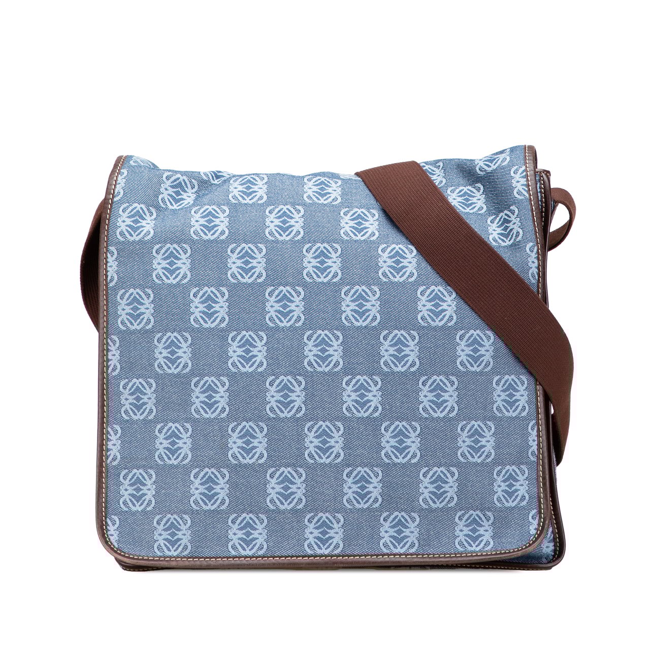 Loewe Anagram Denim Crossbody Blauw