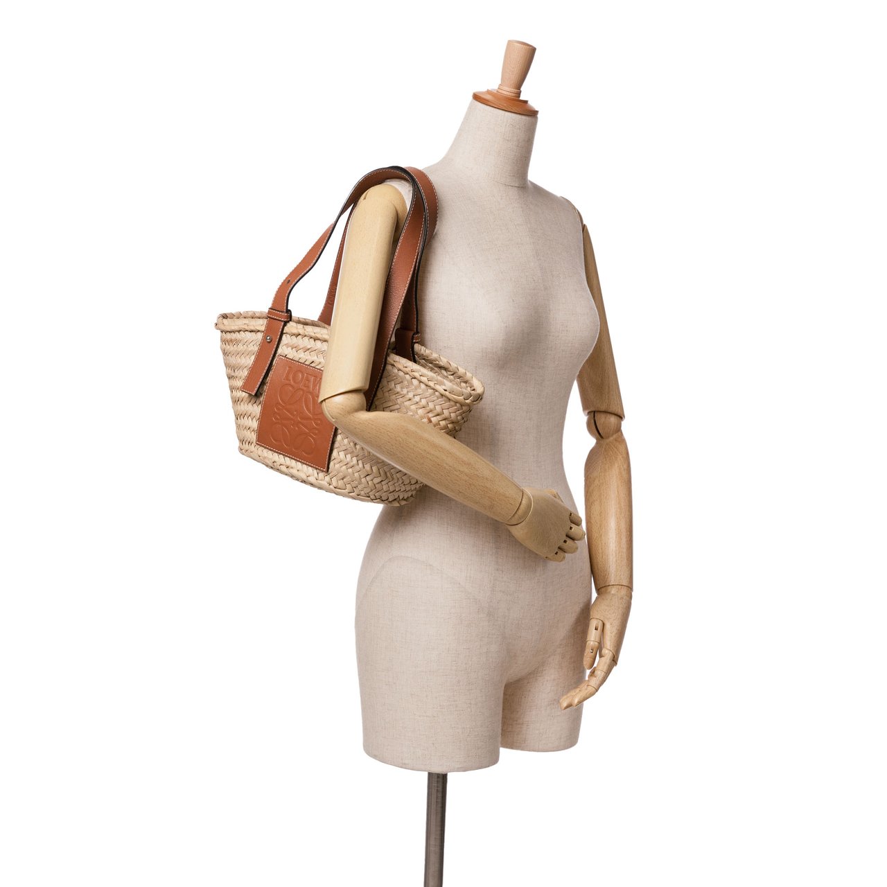 Loewe Small Raffia Basket Tote Bruin