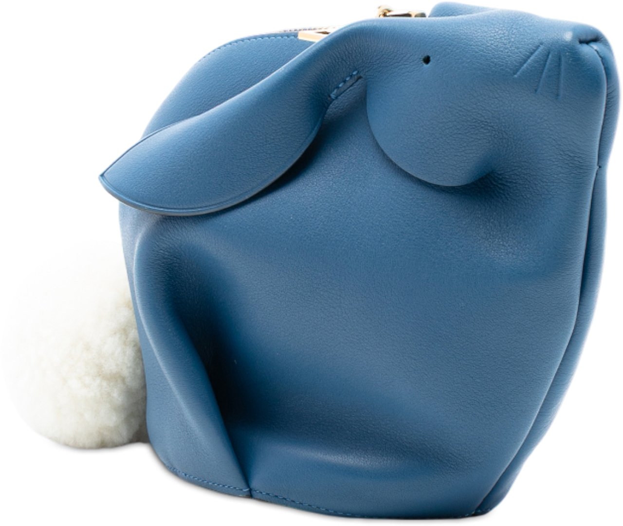 Loewe Mini Calfskin Shearling Bunny Crossbody Blauw