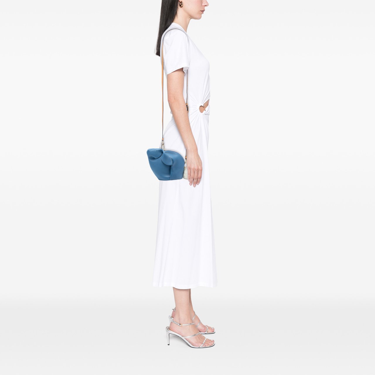 Loewe Mini Calfskin Shearling Bunny Crossbody Blauw