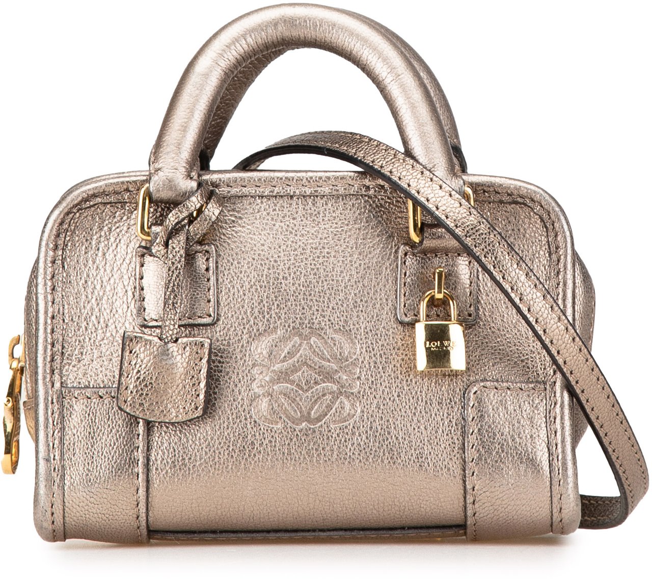 Loewe Micro Metallic Leather Amazona Satchel Goud