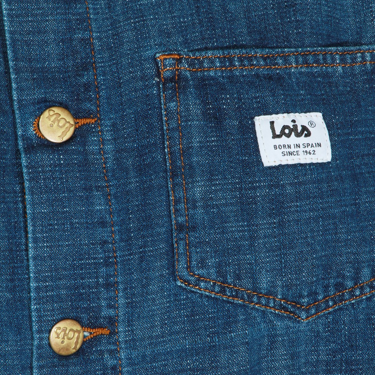 Lois Jeans Button-Up Denim Jacket with Contrast Stitching and Metallic Buttons Groen