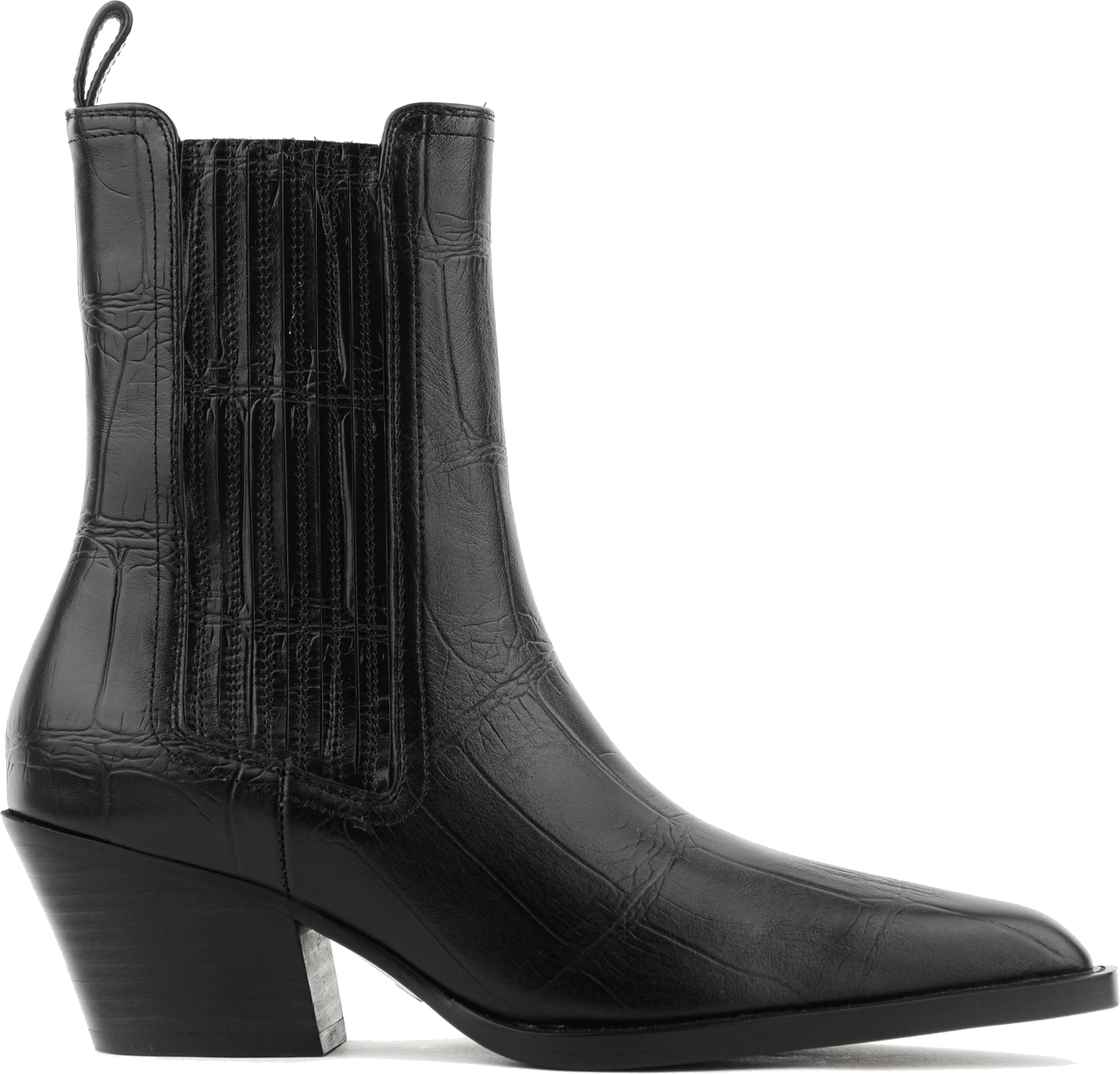 Lola Cruz Chelsea Western Black Croc Zwart