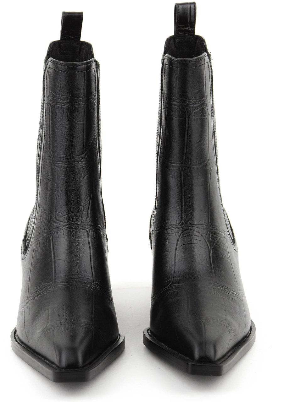 Lola Cruz Chelsea Western Black Croc Zwart