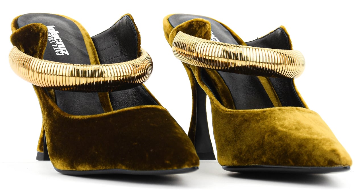 Lola Cruz Axela Mules 95 Ochre Velvet Geel