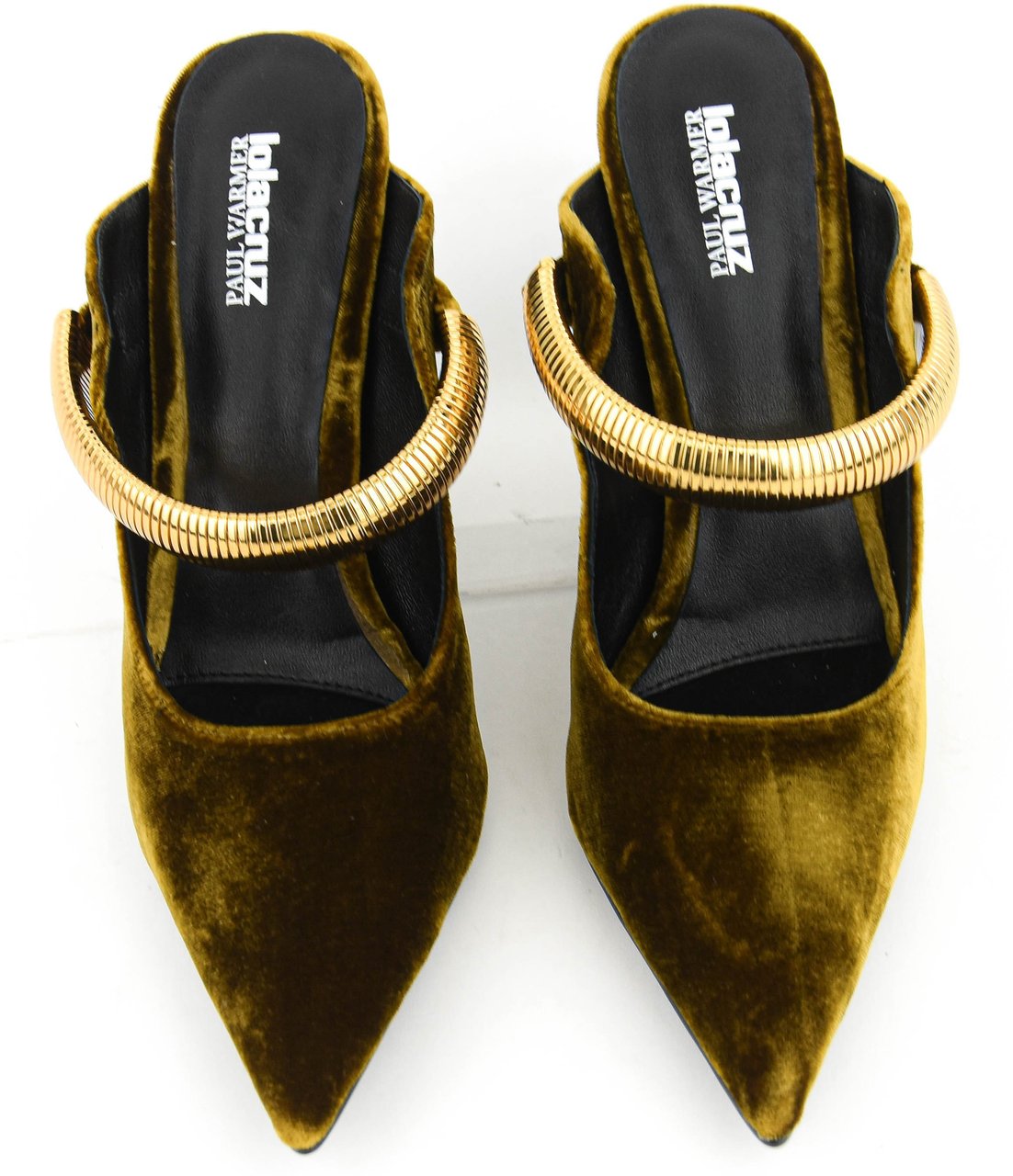 Lola Cruz Axela Mules 95 Ochre Velvet Geel