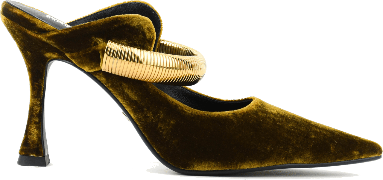 Lola Cruz Axela Mules 95 Ochre Velvet Geel