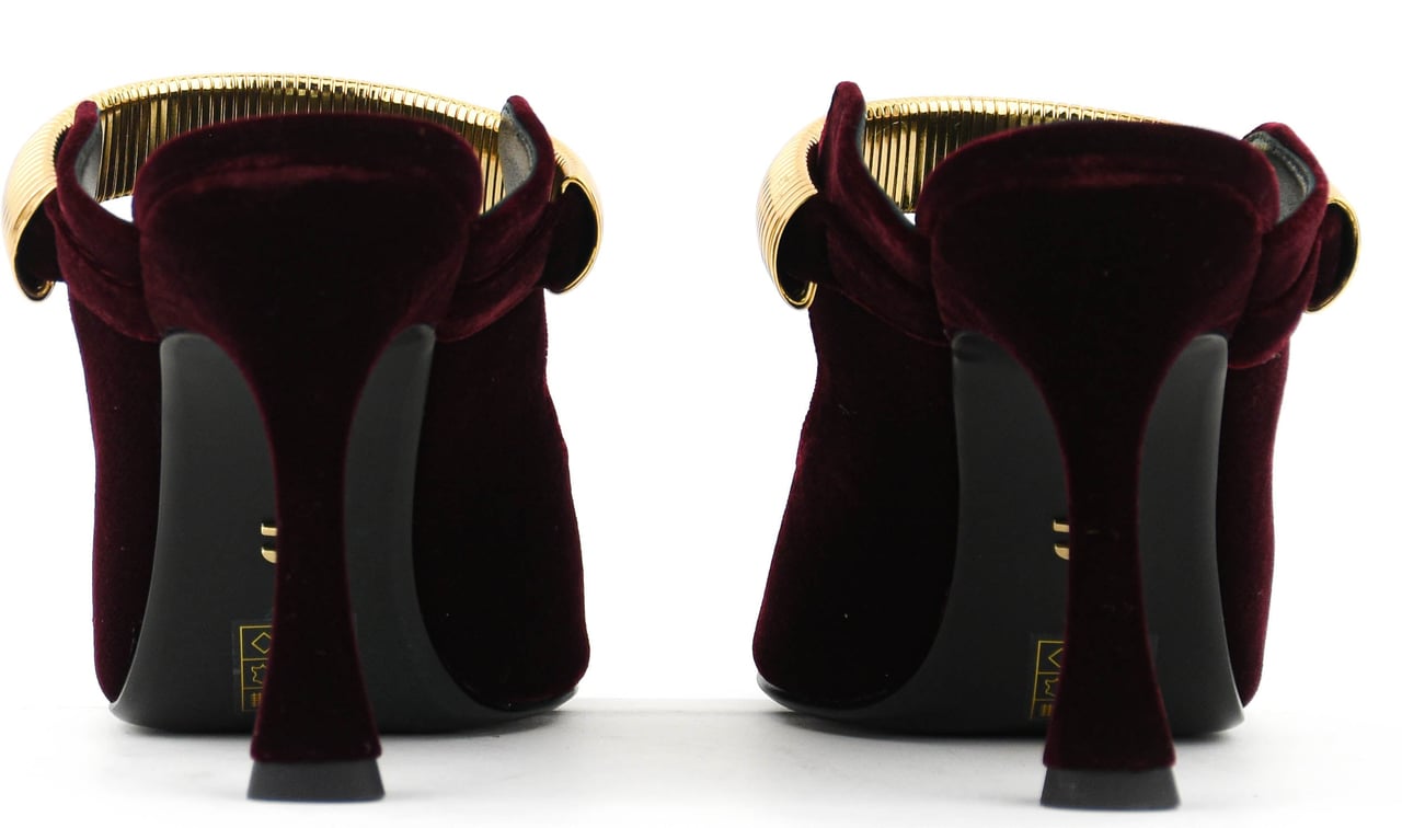 Lola Cruz Axela Mules 95 Burgundy Velvet Rood