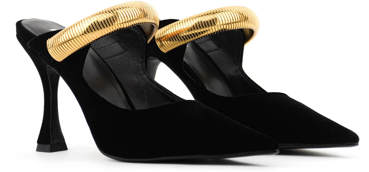 Lola Cruz Axela Mules 95 Black Velvet Zwart