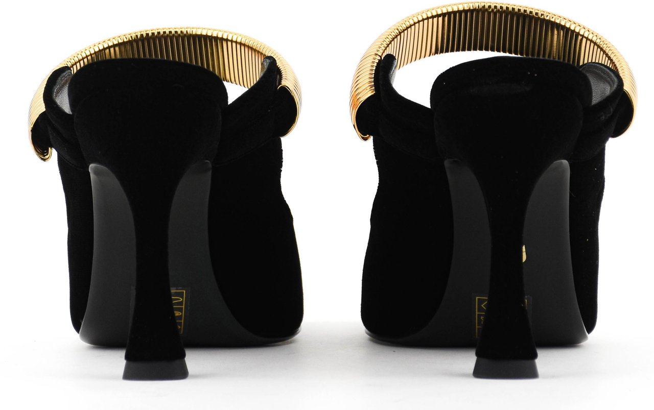Lola Cruz Axela Mules 95 Black Velvet Zwart