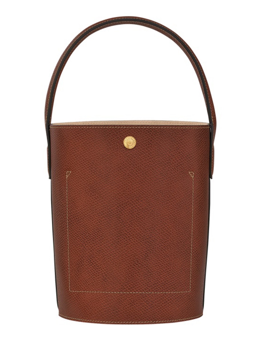 Longchamp Neutrals Cuir De Russie Textured Leather Bucket Bag Rood