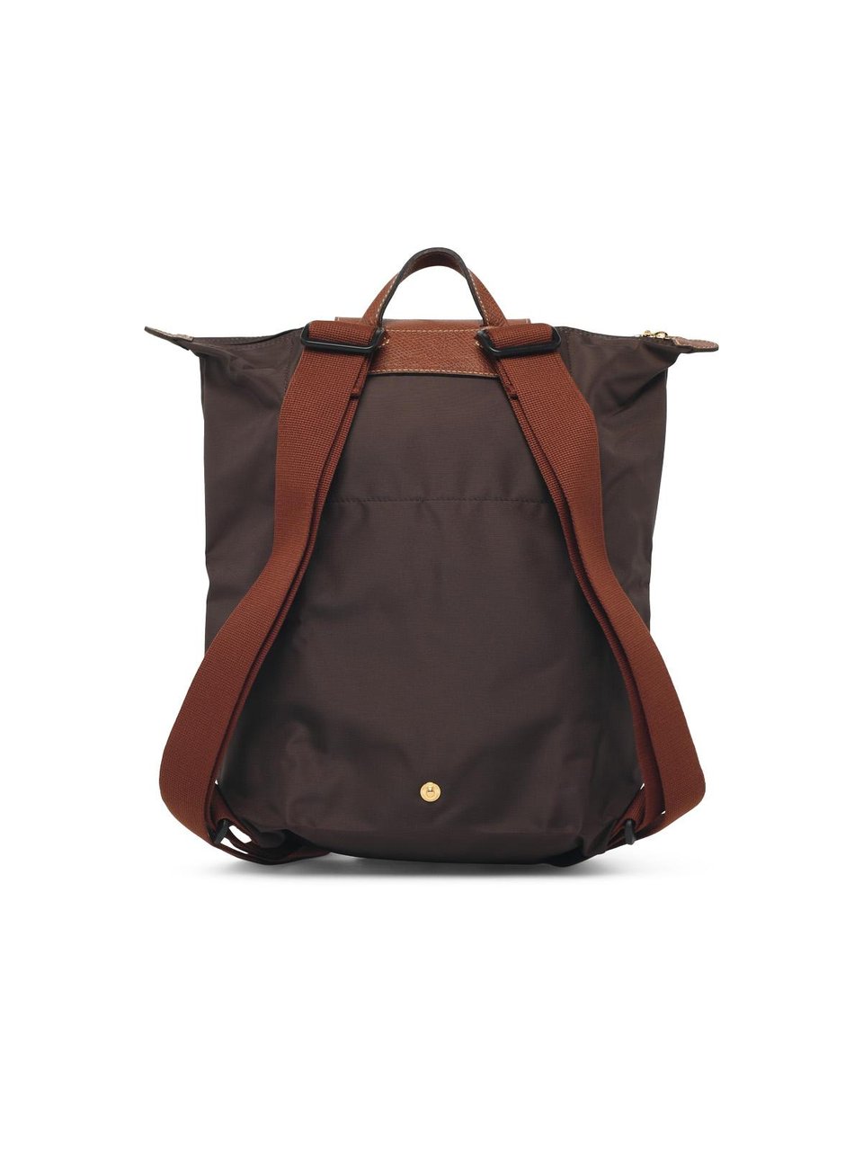 Longchamp Moka Nylon Compact Backpack with Leather Flap and Adjustable Straps Zwart