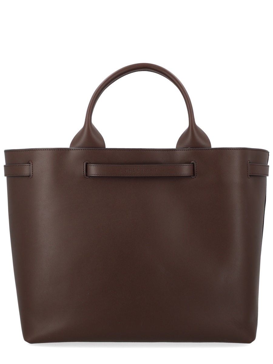 Longchamp Brown Le Roseau Structured Matte Handbag Zwart