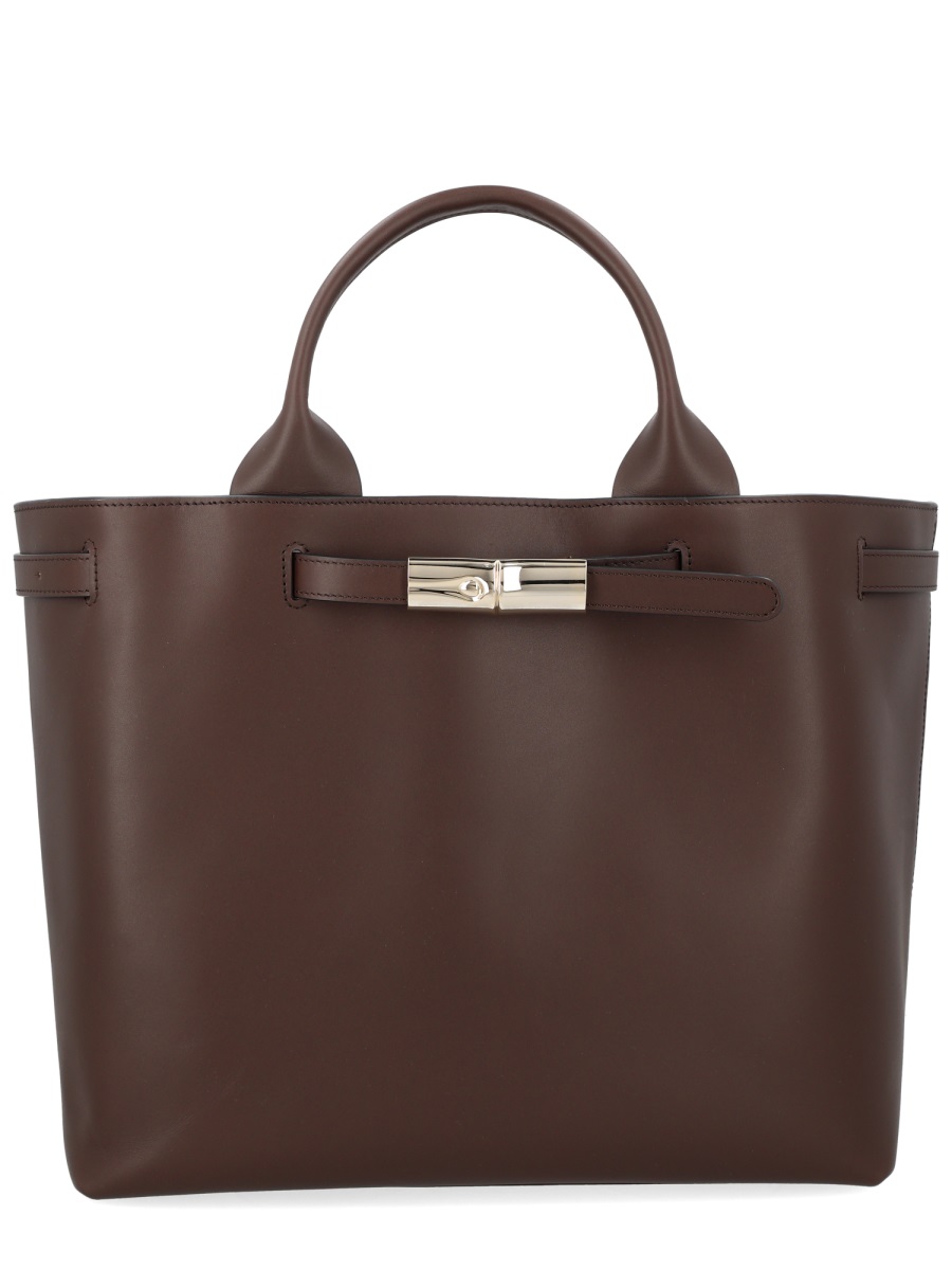 Longchamp Brown Le Roseau Structured Matte Handbag Zwart