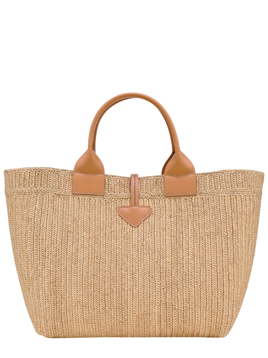 Longchamp Natural Le Roseau Woven Raffia Tote Bag Bruin
