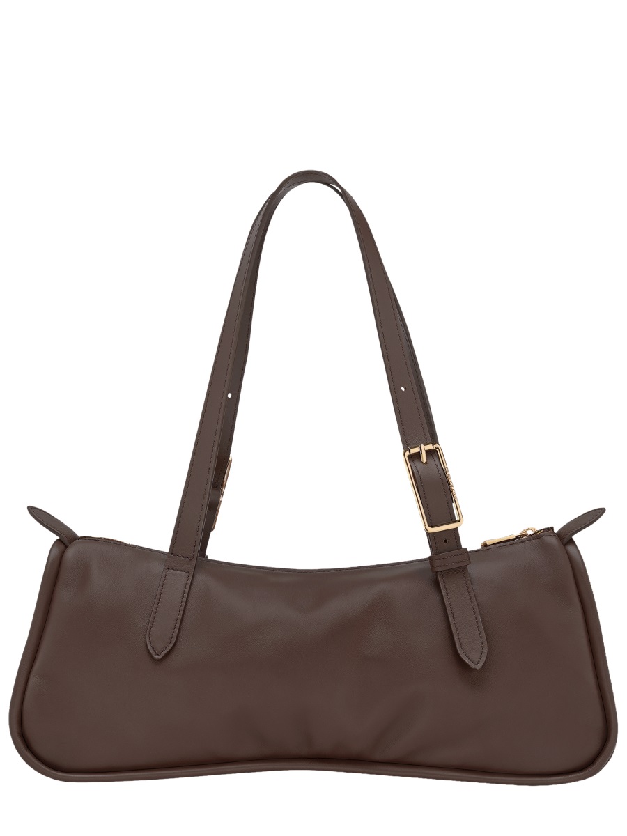 Longchamp Neutrals Looong Elongated Silhouette Leather Shoulder Bag Grijs