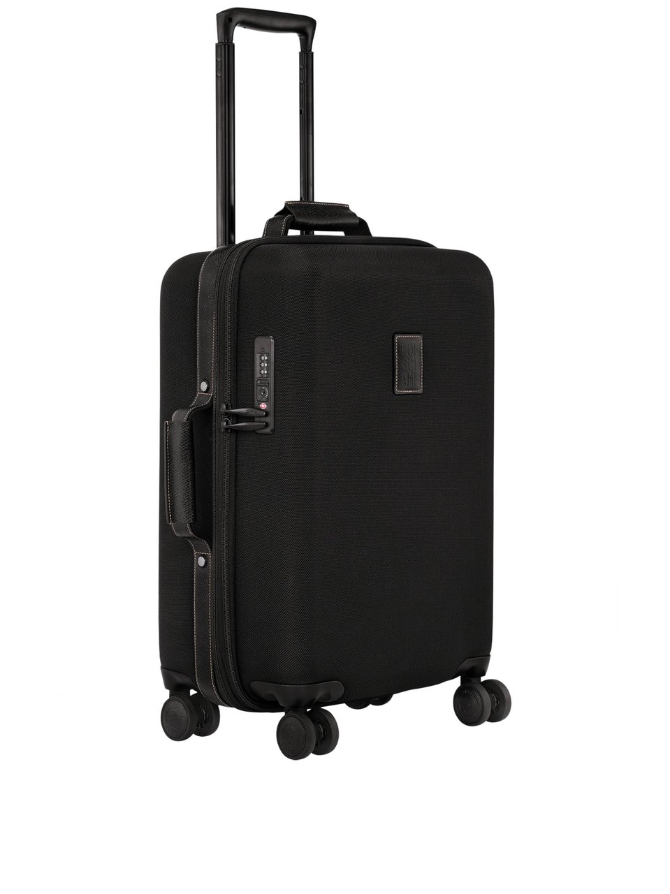 Longchamp Compact Square Black Suitcase with Telescopic Handle Zwart