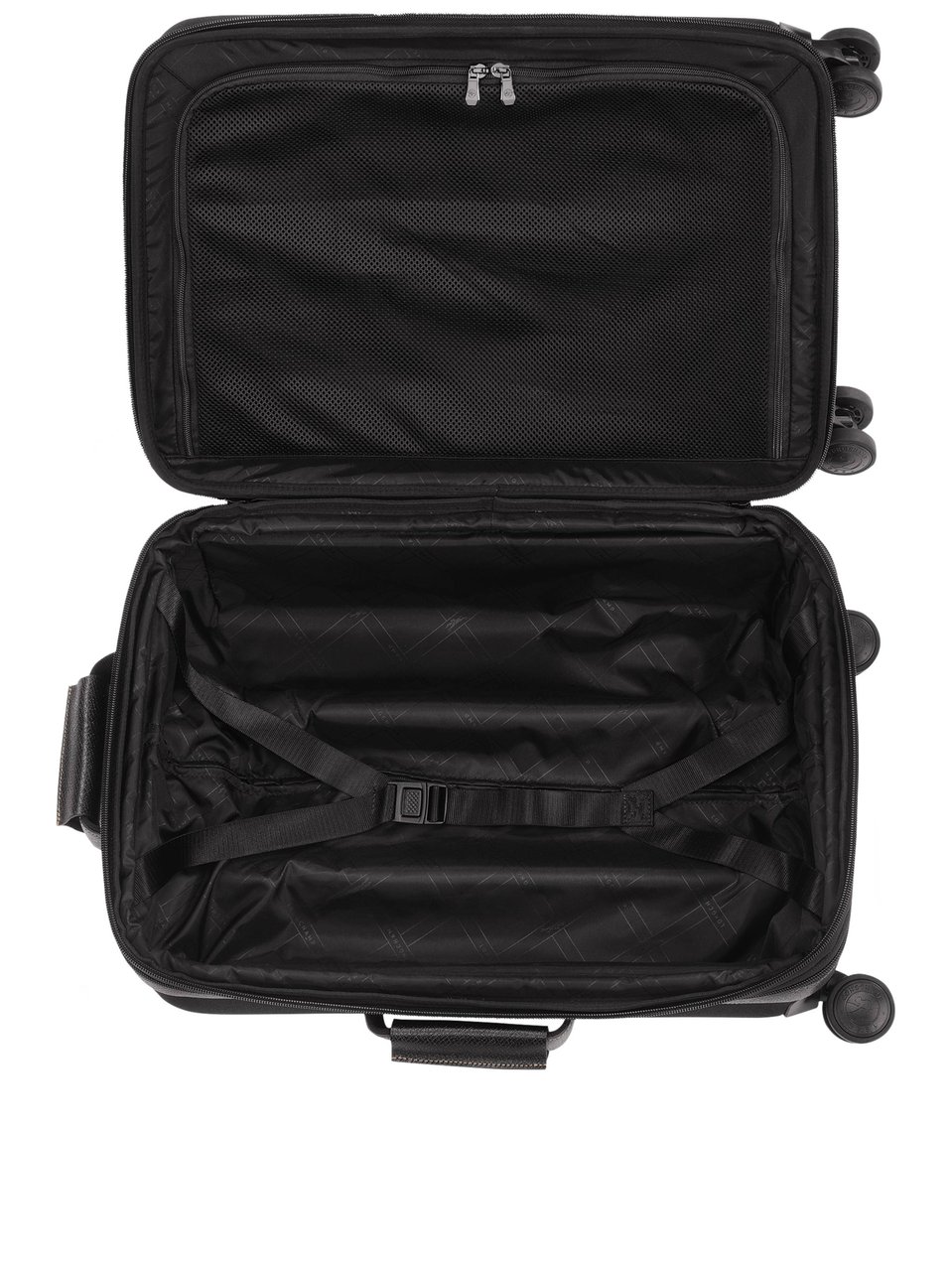 Longchamp Compact Square Black Suitcase with Telescopic Handle Zwart