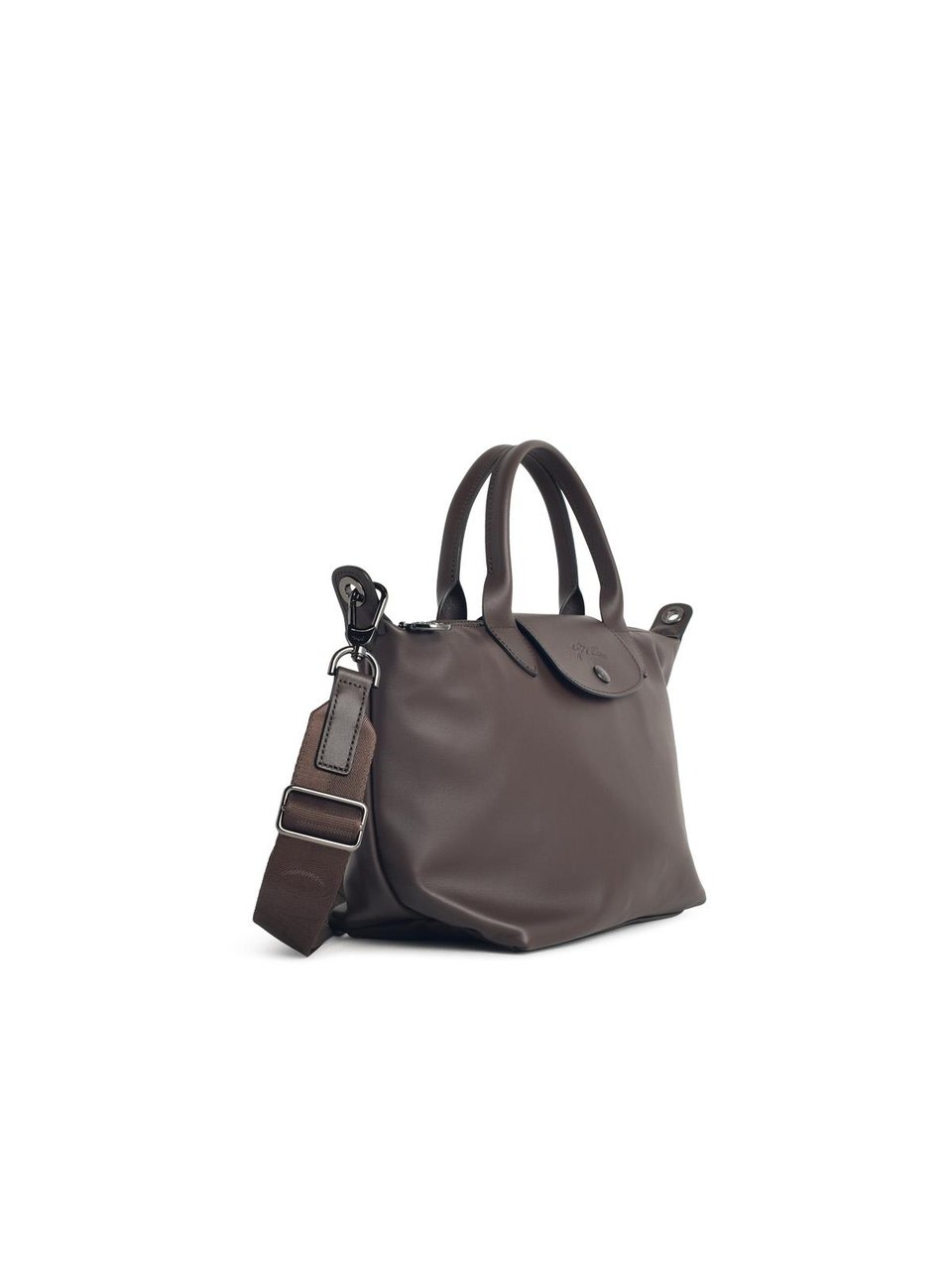 Longchamp 'S Le Pliage Xtra' Leather 'Moka' Handle Bag Grijs