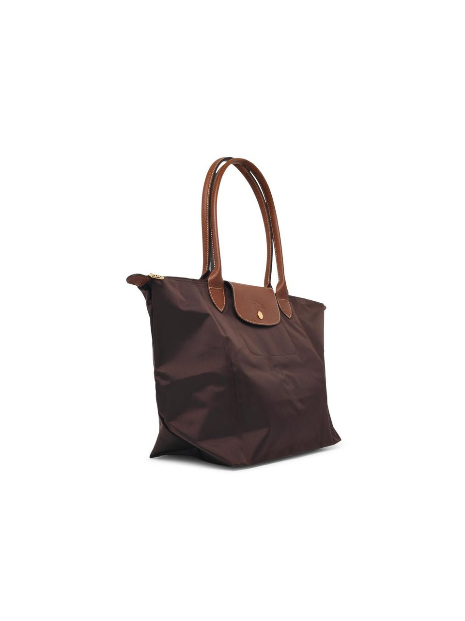 Longchamp Moka Nylon Shoulder Bag with Leather Flap and Double Handles Zwart