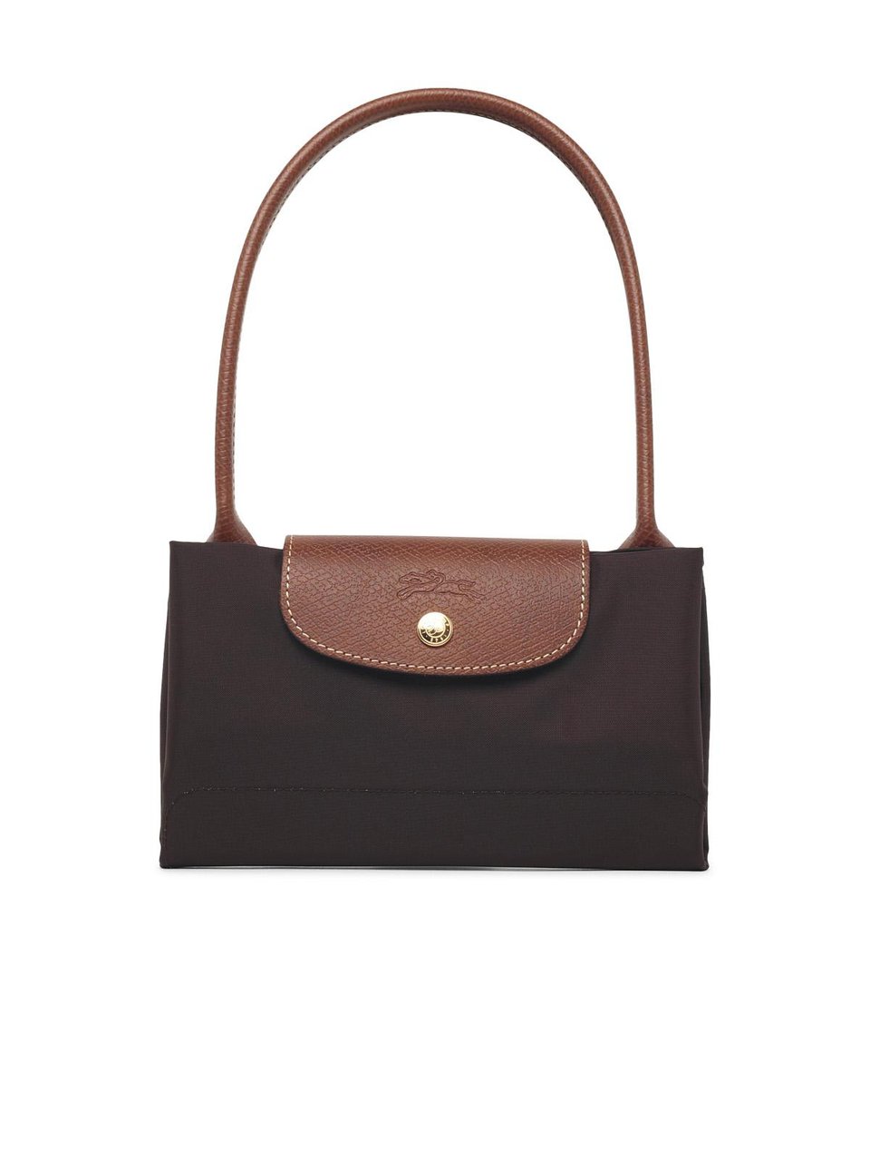 Longchamp Rectangular Nylon Shoulder Bag with Textured Leather Flap Zwart